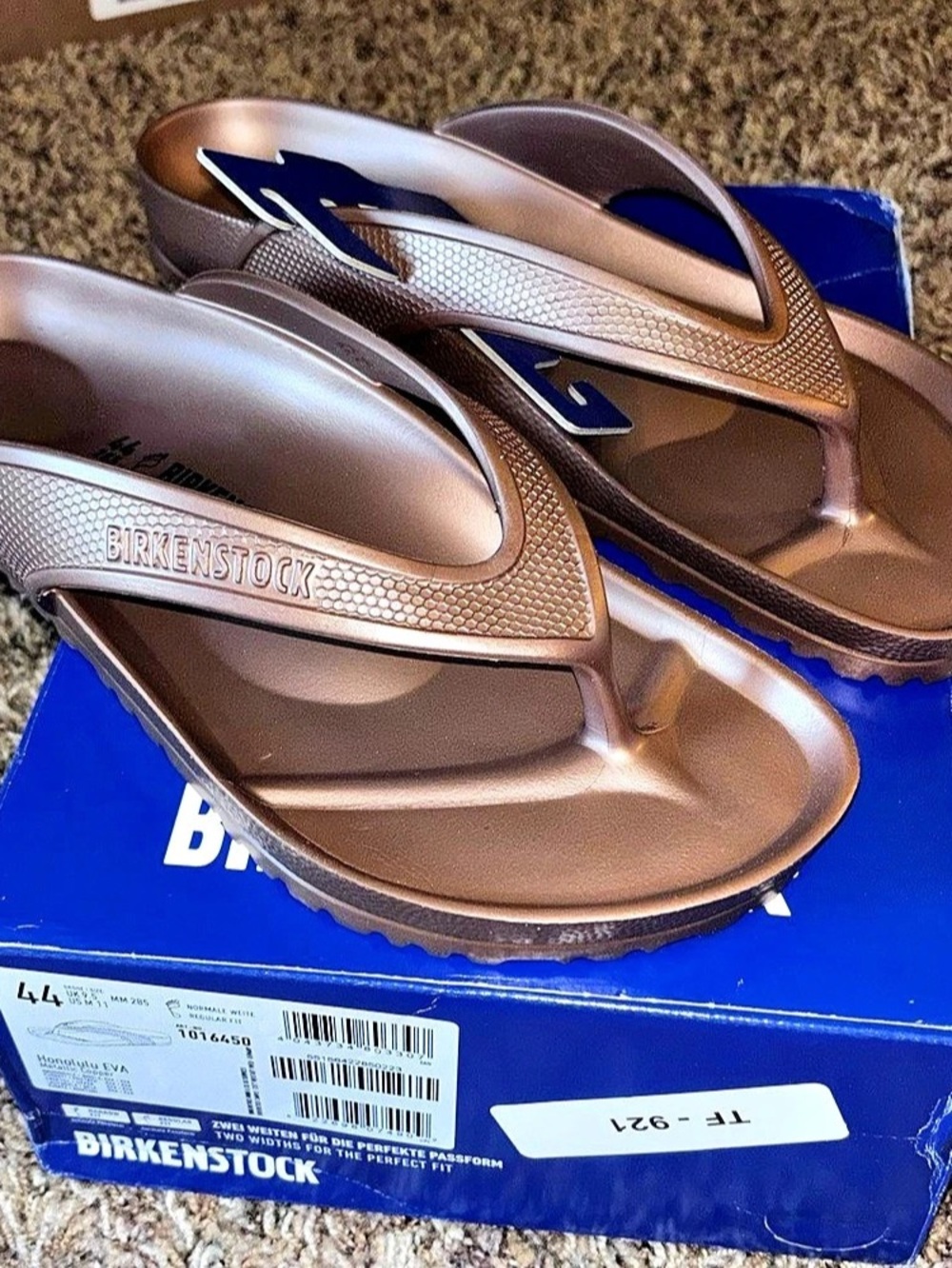 NEW Birkenstock Honolulu EVA Flip-Flop Sandal Men's Metallic Copper Men’s 11 44